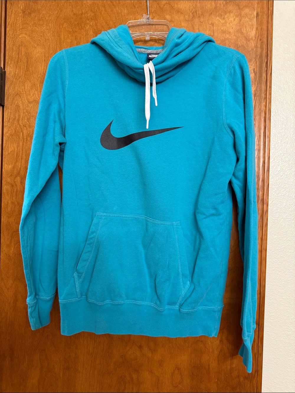 Nike Turquoise Hooded Sweatshirt with Black Swoosh